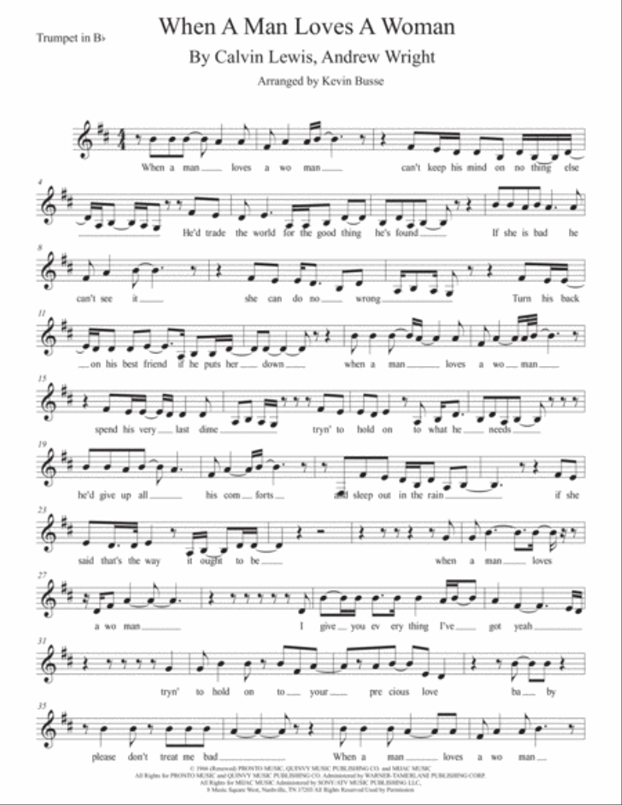 When A Man Loves A Woman Trumpet Solo scores gallery preview page 1