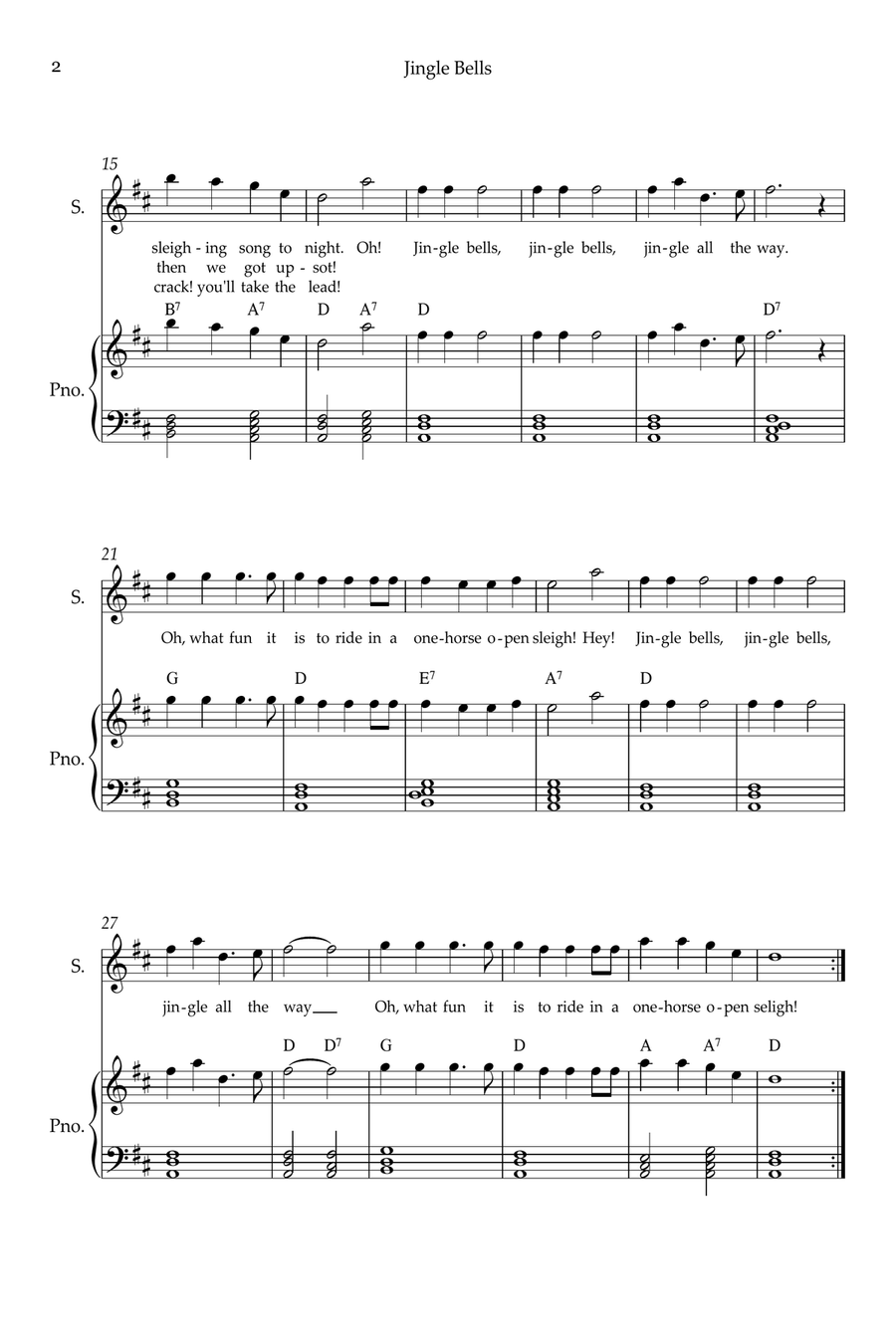 Jingle Bells Soprano Voice scores gallery preview page 2