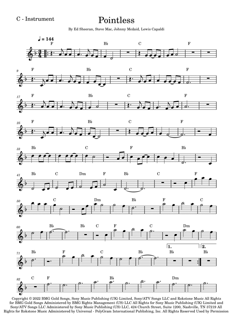 Pointless Violin Solo scores gallery preview page 1