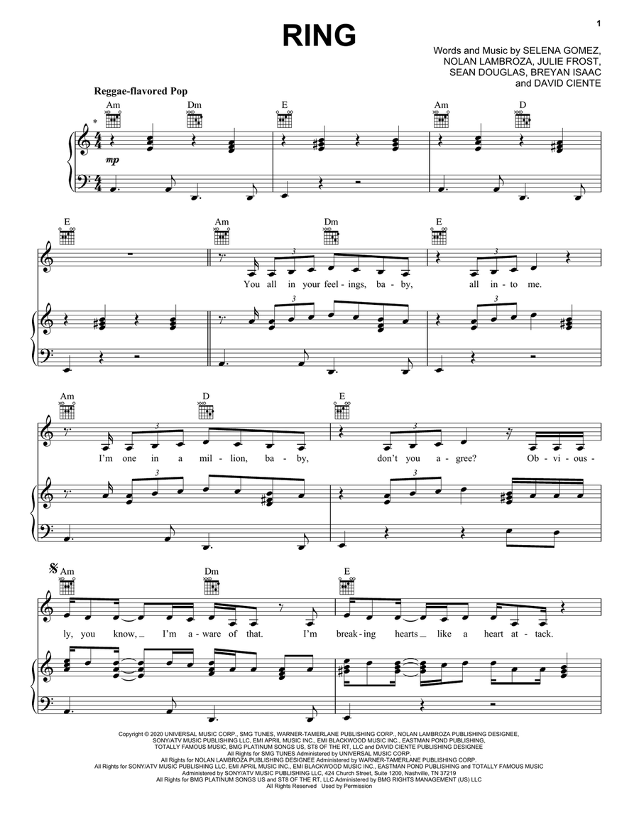 Ring Ring Piano, Vocal, Guitar scores gallery preview page 1
