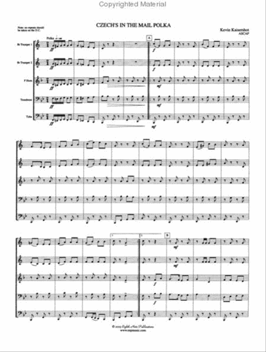 Czech's in the Mail Polka Brass Quintet scores gallery preview page 2