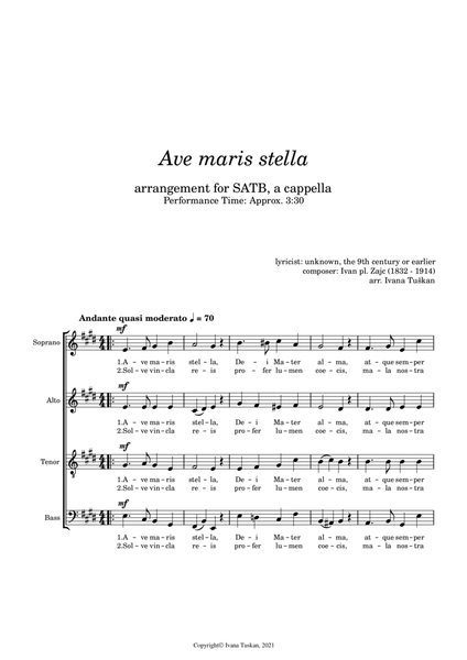 Ave maris stella SATB a cappella E-major image number null