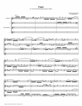 Fugue 07 from Well-Tempered Clavier, Book 1 (Clarinet Quartet)