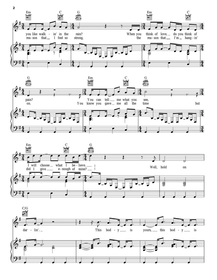 Mess Is Mine Piano, Vocal, Guitar scores gallery preview page 2