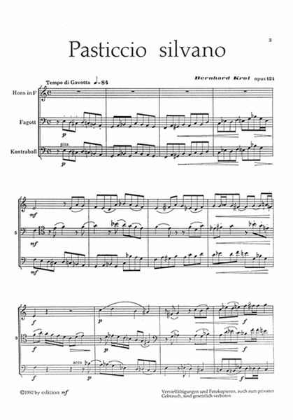 Pasticcio silvano für Horn, Fagott und Kontrabass op. 124