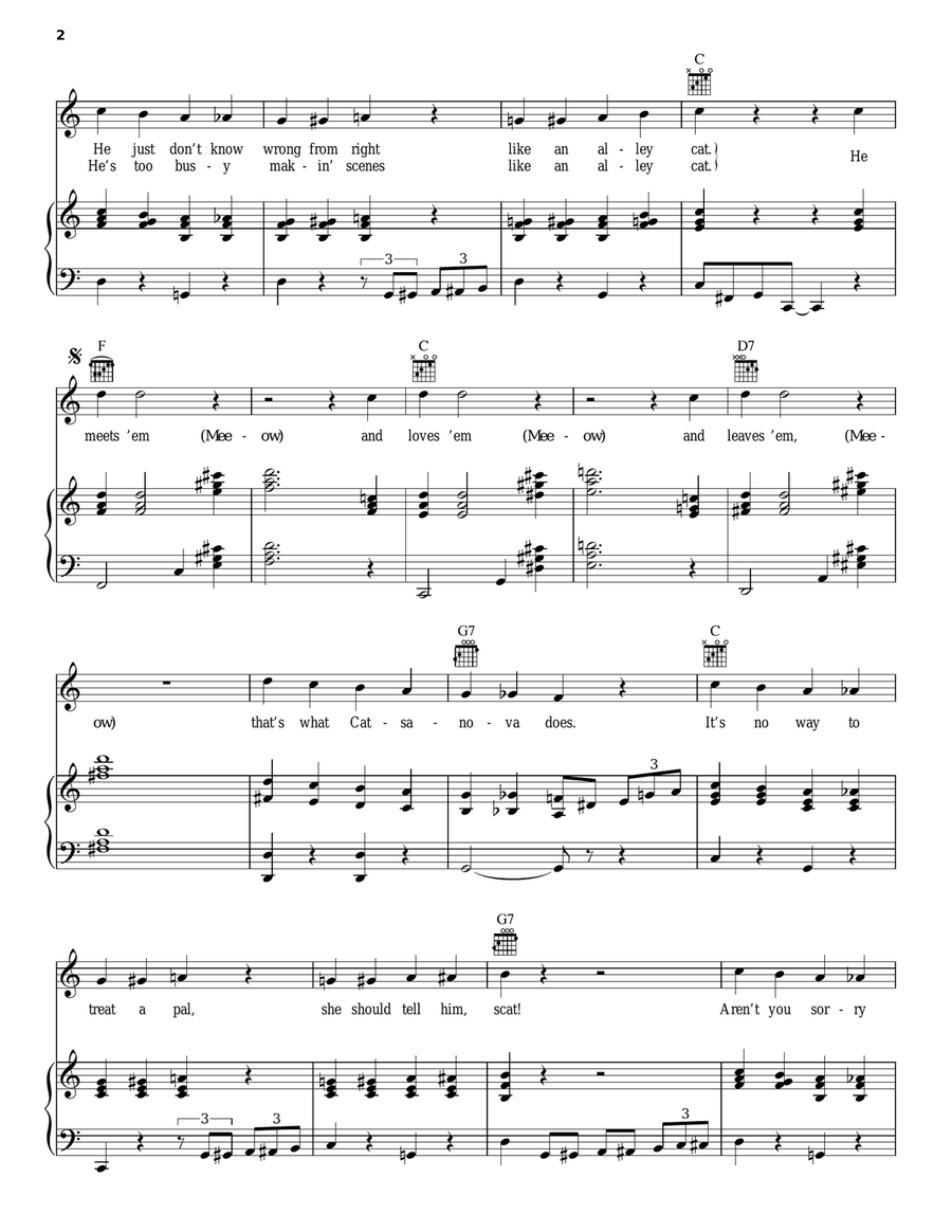 Alley Cat Song Piano, Vocal, Guitar scores gallery preview page 2