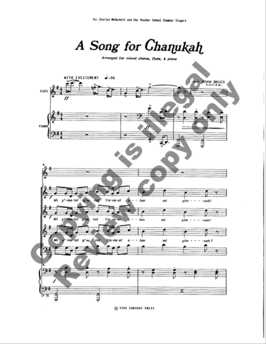 A Song for Chanukah (Full/Choral Score) image number null