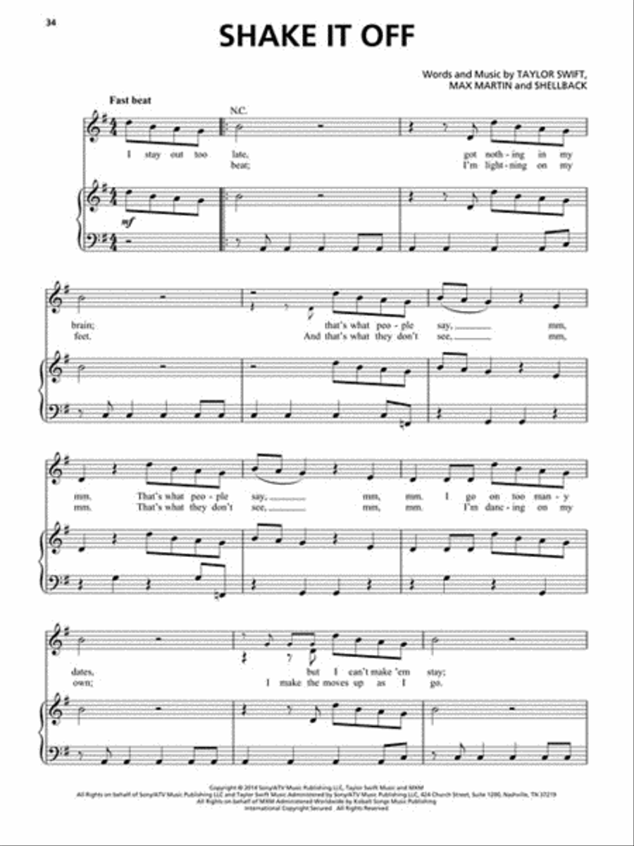 Taylor Swift – 1989 Piano, Vocal, Guitar scores gallery preview page 4
