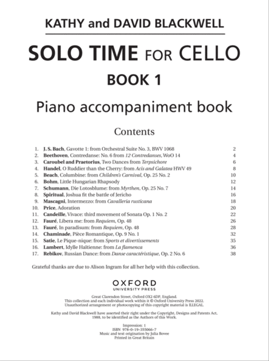 Solo Time for Cello Book 1