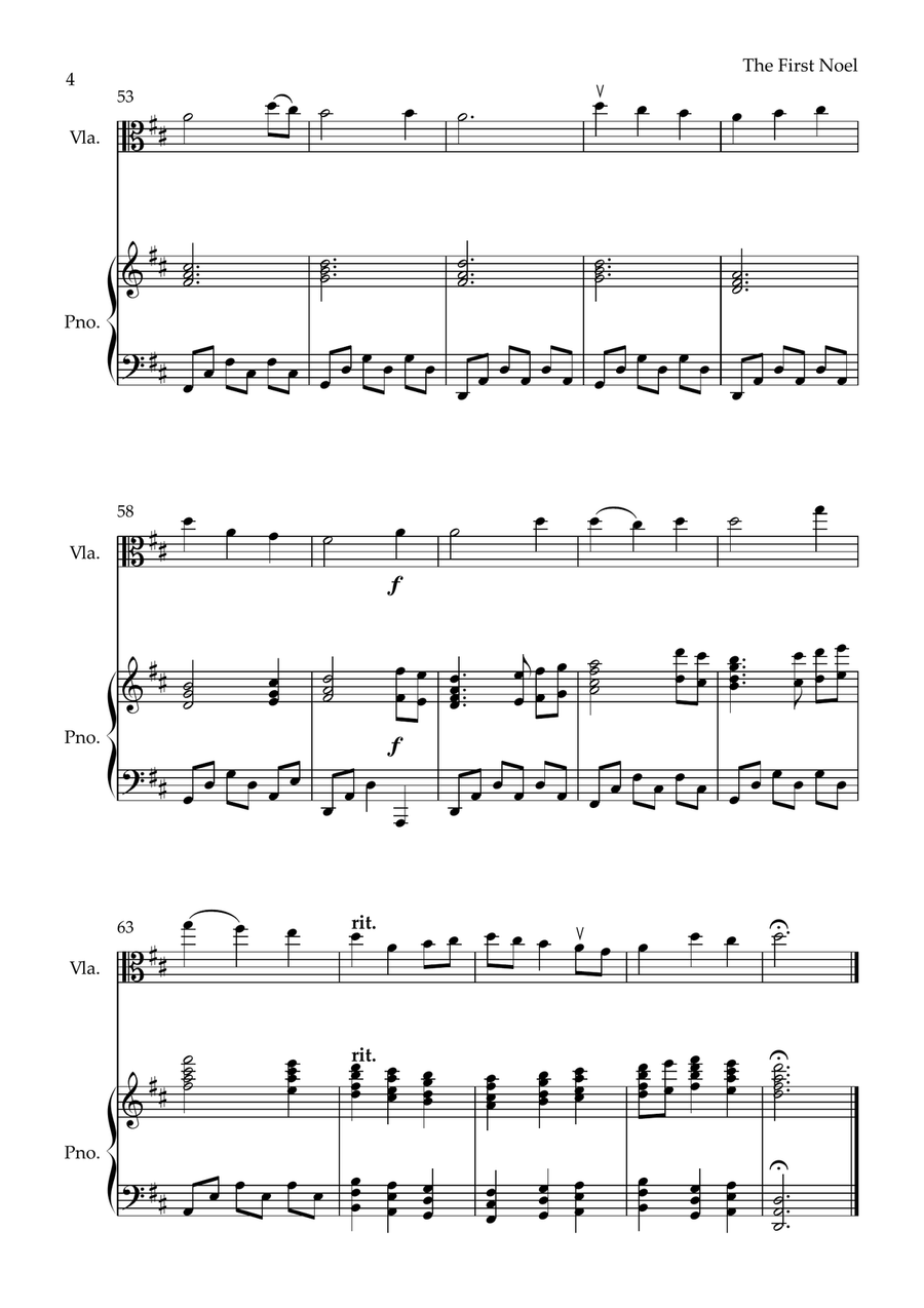 The First Noel (for Viola and Piano) Piano scores gallery preview page 4