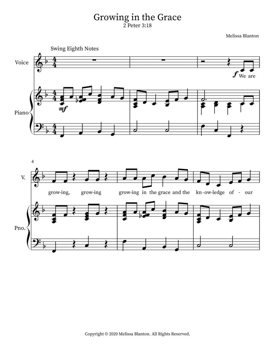 Bible Verse Song 2 Peter 3:18 Voice Solo scores gallery preview page 1