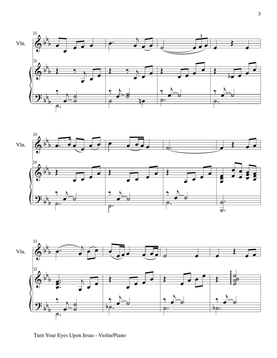 TURN YOUR EYES UPON JESUS, Violin & Piano (Score & Parts included) image number null