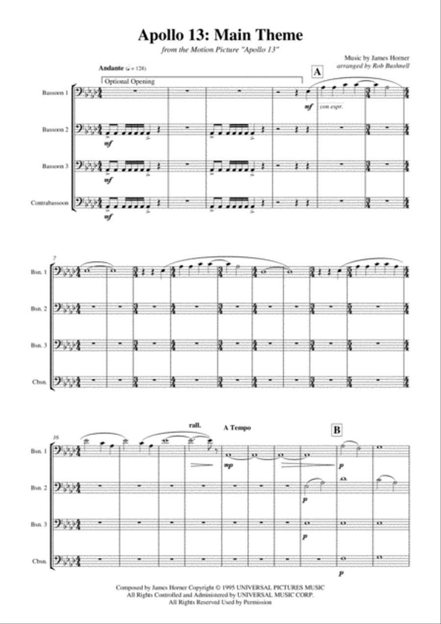 Main Title - Apollo 13 Woodwind Ensemble scores gallery preview page 4