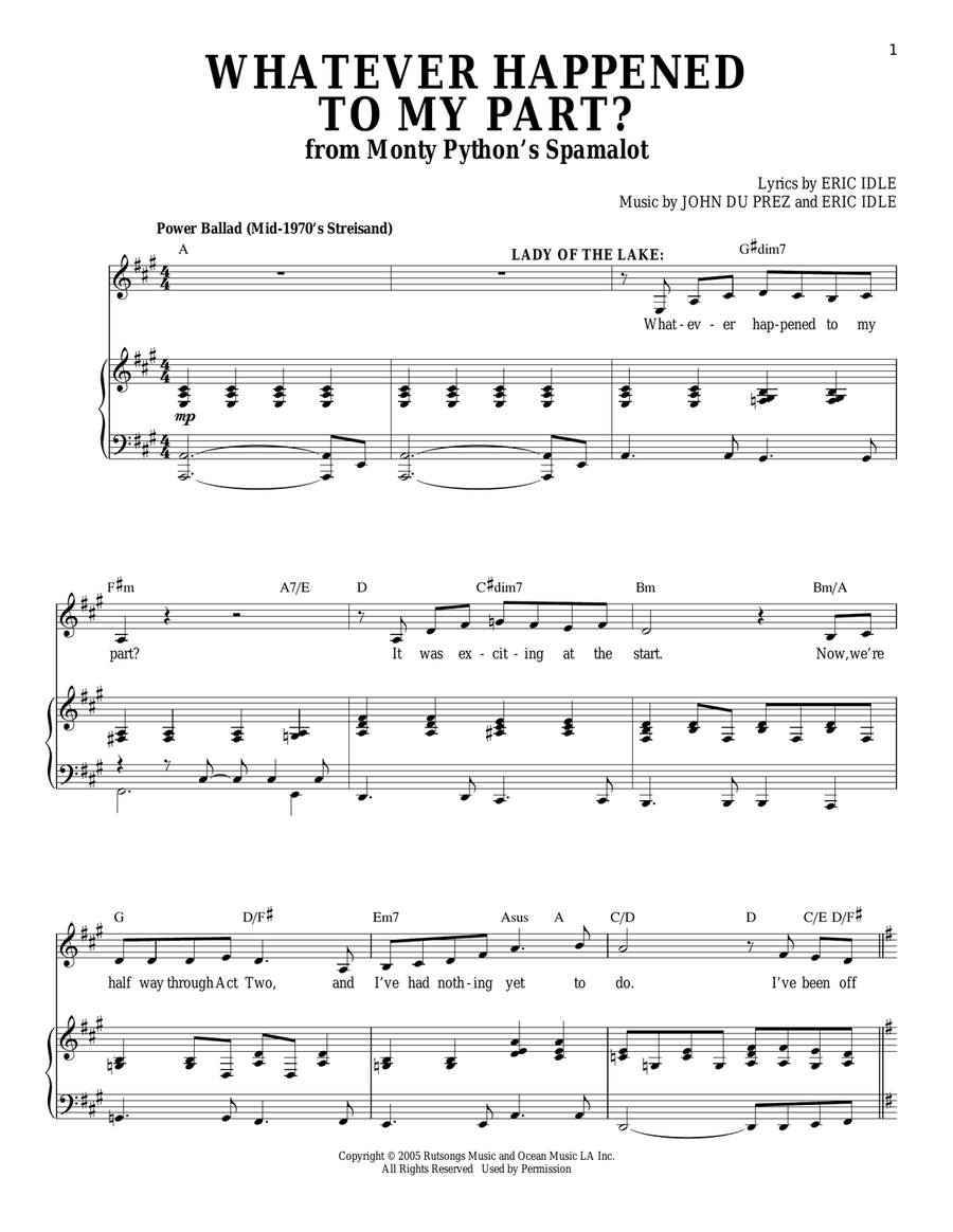 Whatever Happened To My Part? (from Monty Python's Spamalot) Piano, Vocal scores gallery preview page 1