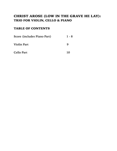 Hallelujah, Christ Arose (Piano Trio): Violin, Cello and Piano image number null