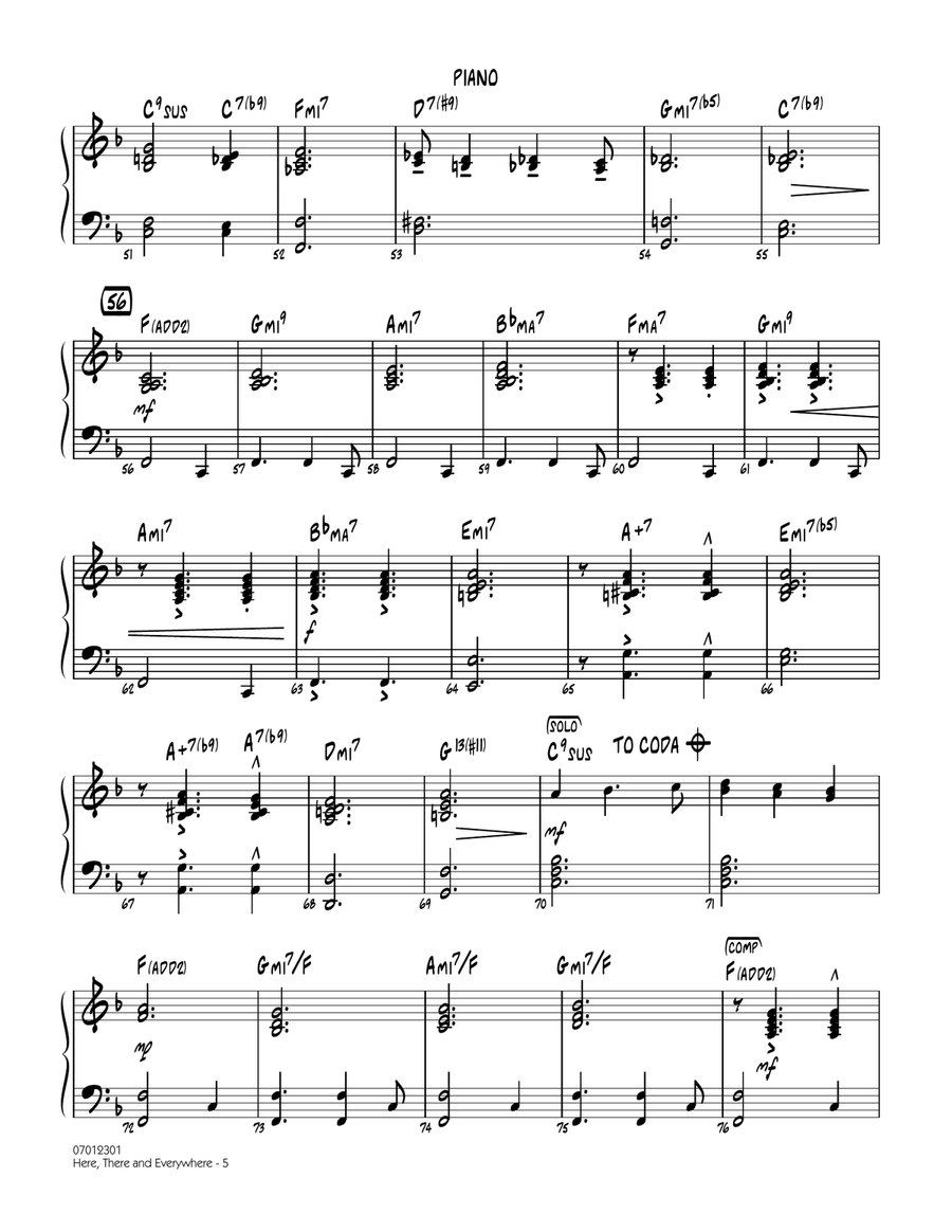 Here, There and Everywhere - Piano Jazz Ensemble scores gallery preview page 4
