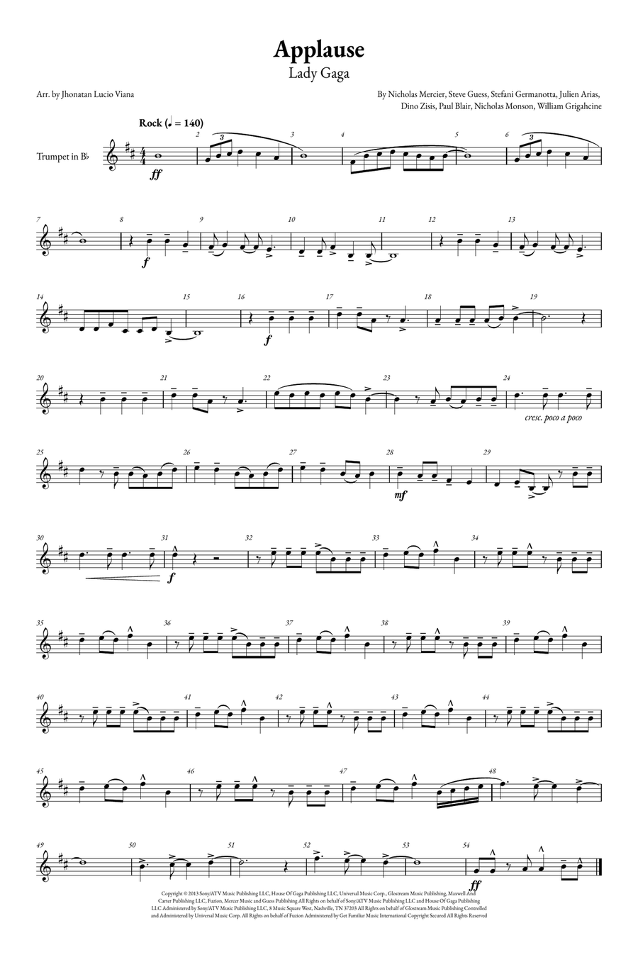 Applause B-Flat Trumpet scores gallery preview page 1