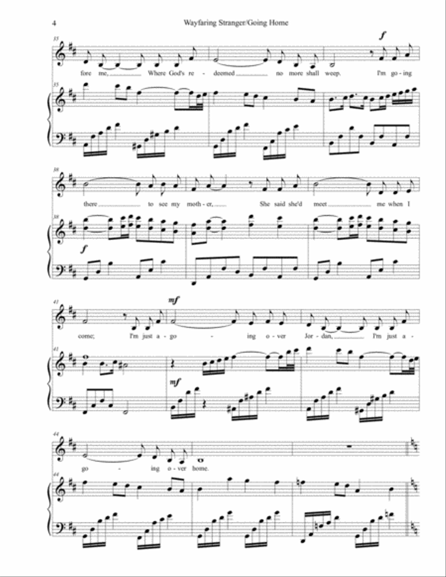 Wayfaring Stranger/Going Home Medley Medium Voice scores gallery preview page 6
