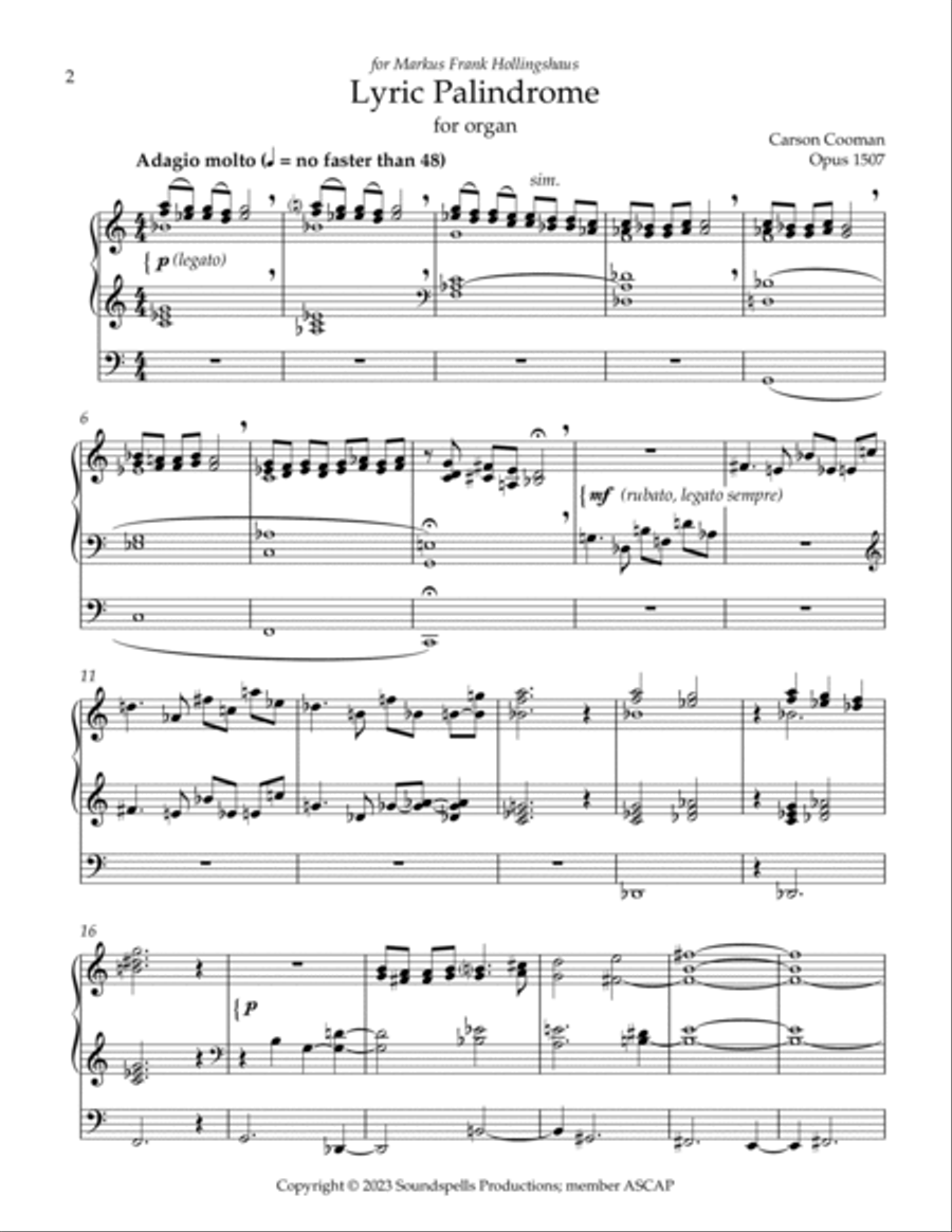 Lyric Palindrome Organ Solo scores gallery preview page 2