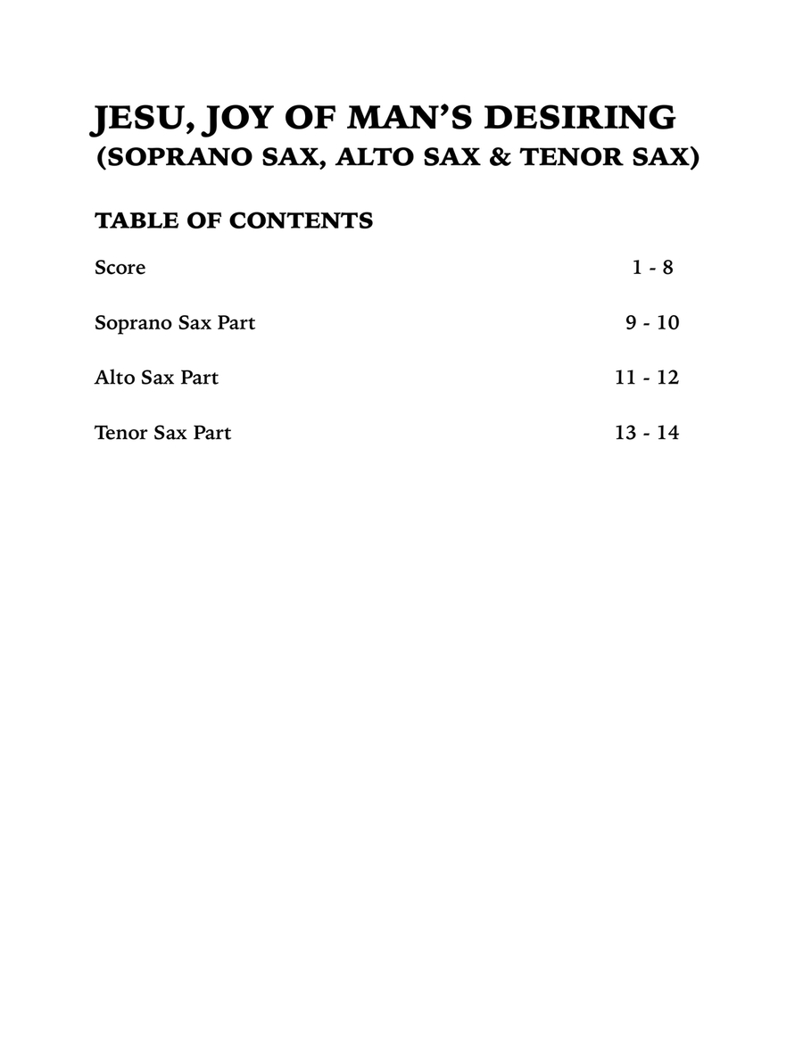 Jesu, Joy of Man's Desiring (Sax Trio: SAT) SAT scores gallery preview page 4