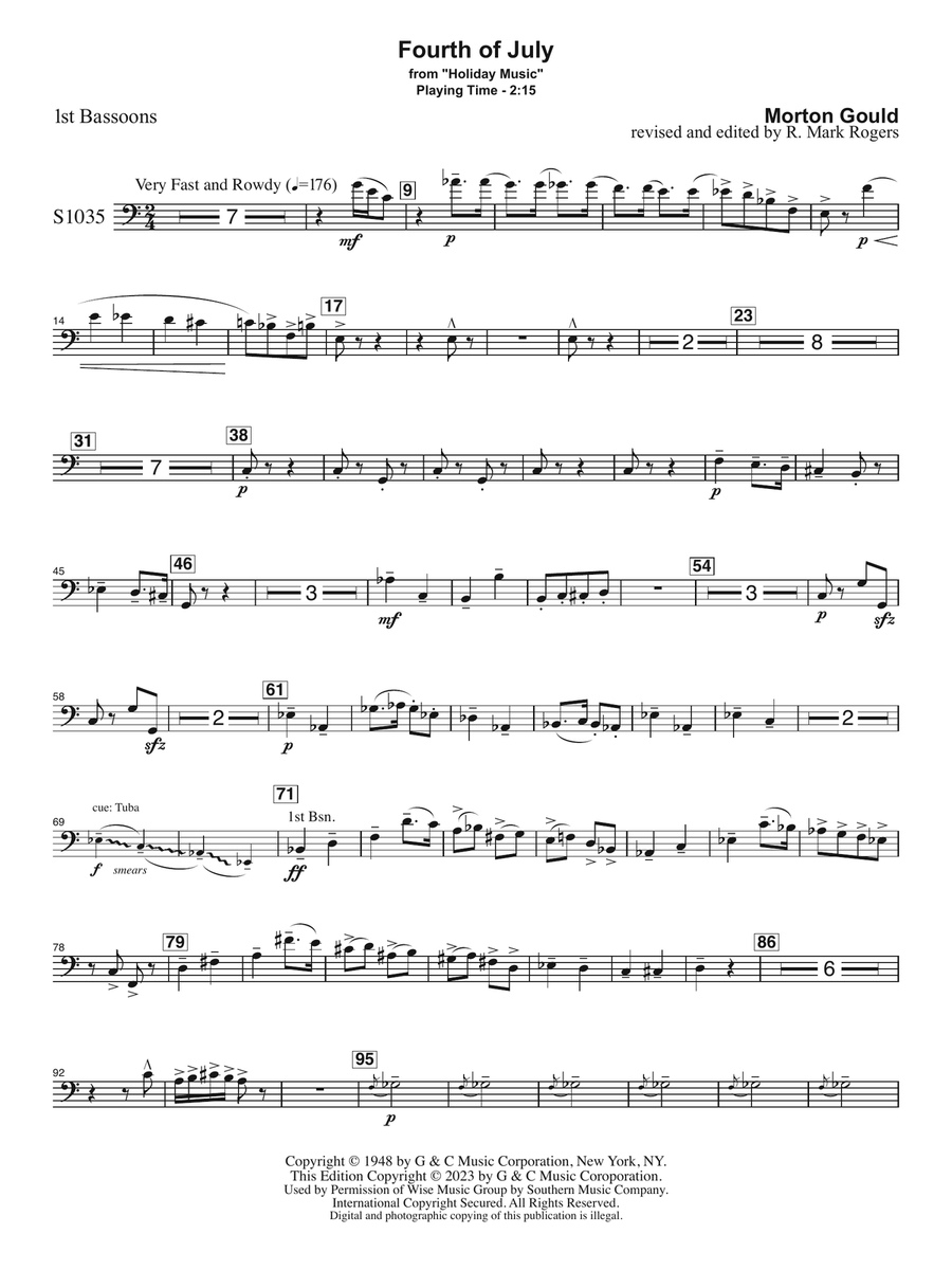 Fourth of July (arr. R. Mark Rogers) - Bassoon 1 Concert Band scores gallery preview page 1