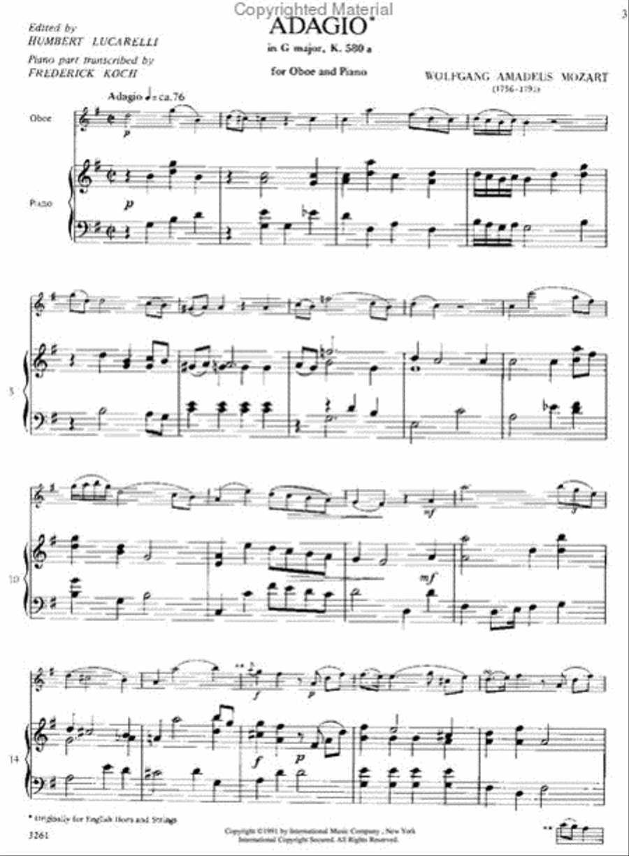 Adagio In G Major, K. 580A Piano Accompaniment scores gallery preview page 2