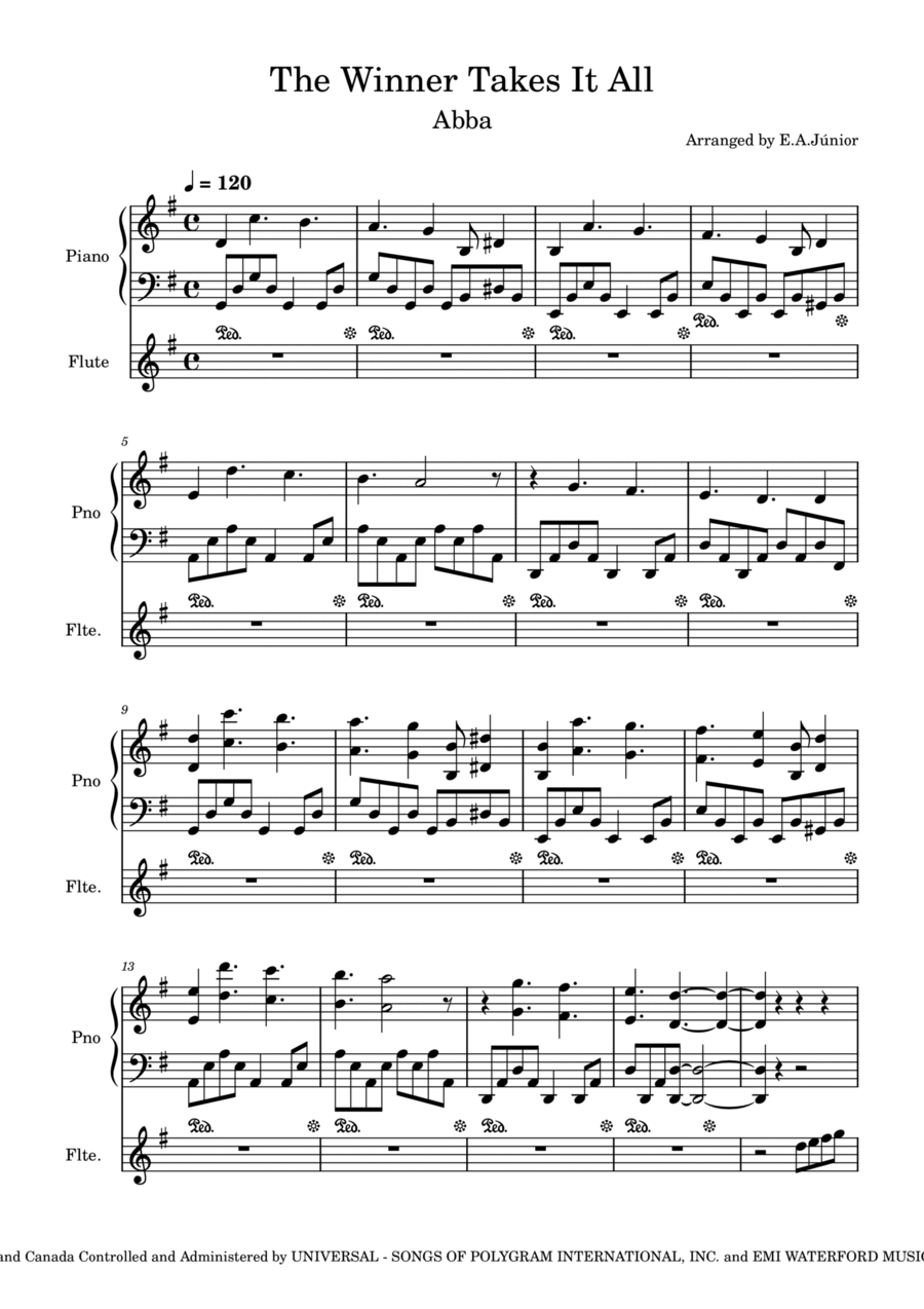 The Winner Takes It All Flute Solo scores gallery preview page 1
