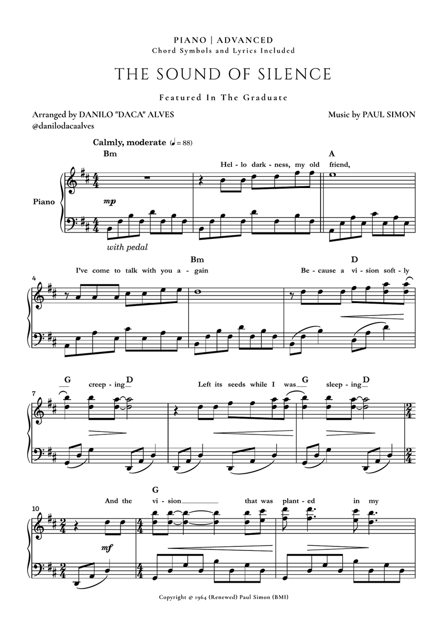 The Sound Of Silence Piano Solo scores gallery preview page 1