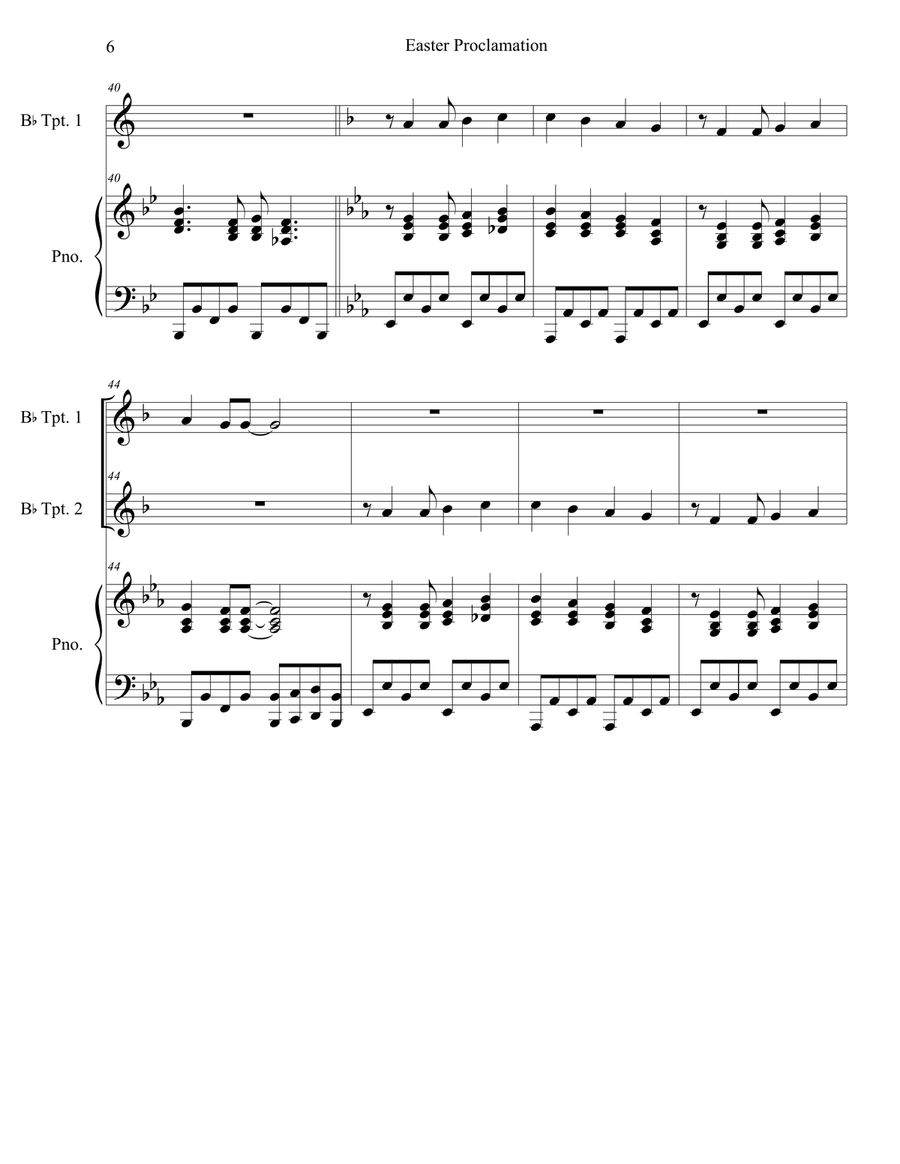 Easter Proclamation (The Risen Christ) (Duet for Bb-Trumpet) Trumpet Duet scores gallery preview page 6