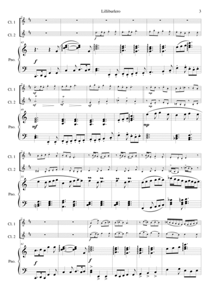 Lilliburlero for 2 clarinets and piano image number null
