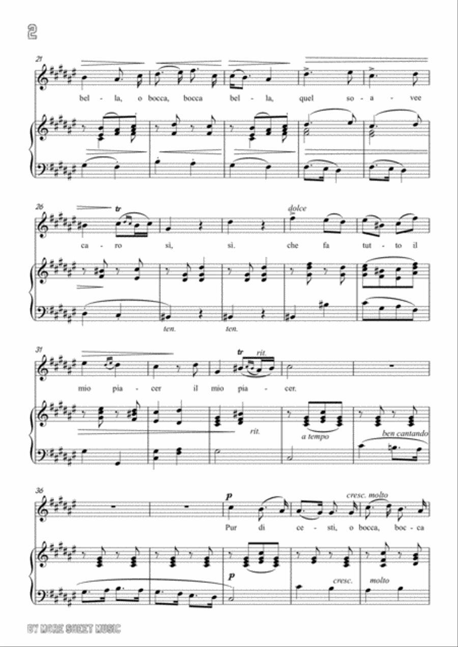 Lotti-Pur dicesti,o bocca bella in F sharp Major,for Voice and Piano Voice Solo scores gallery preview page 4