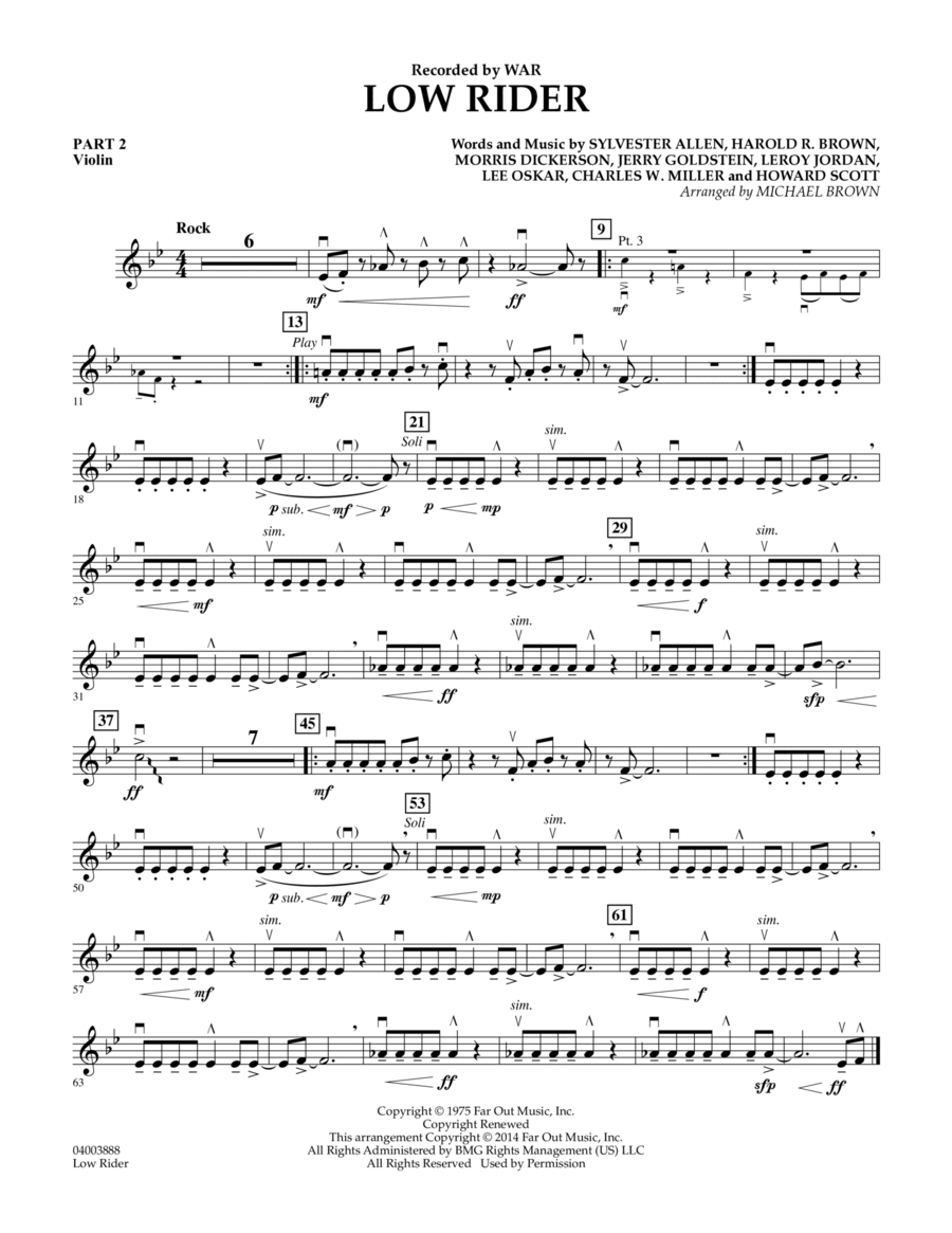 Low Rider - Pt.2 - Violin Concert Band scores gallery preview page 1