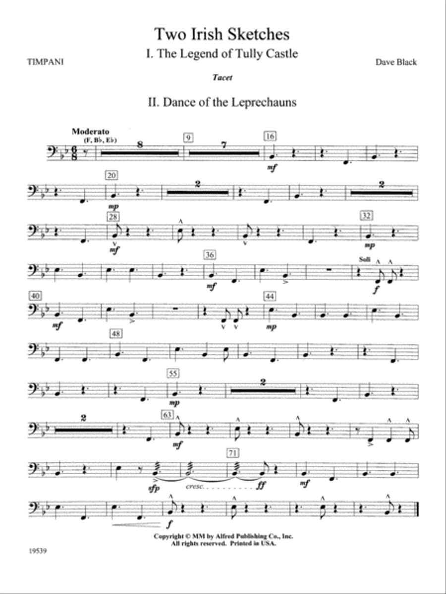 Two Irish Sketches: Timpani Concert Band scores gallery preview page 1