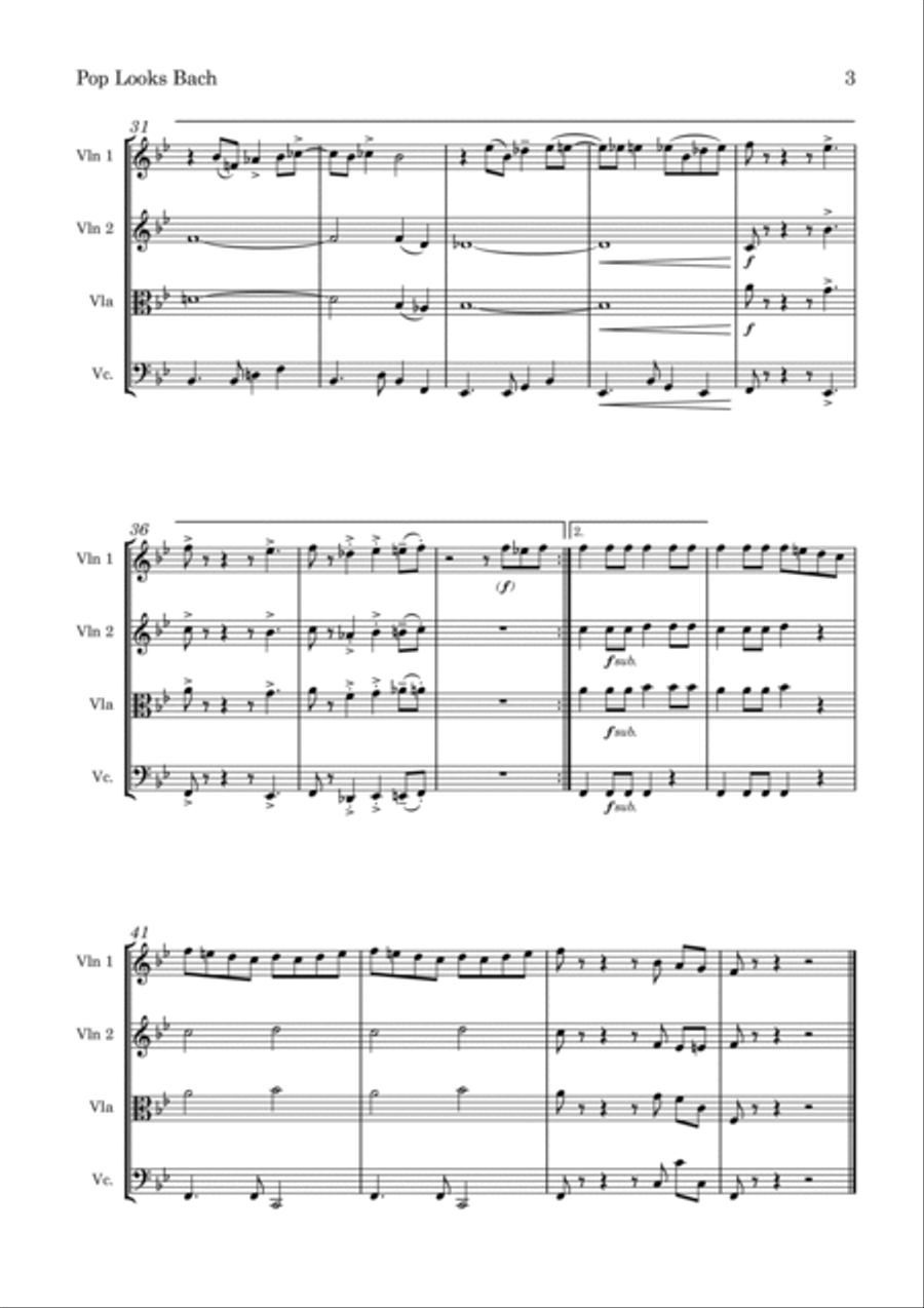 Pop Looks Bach String Quartet scores gallery preview page 3