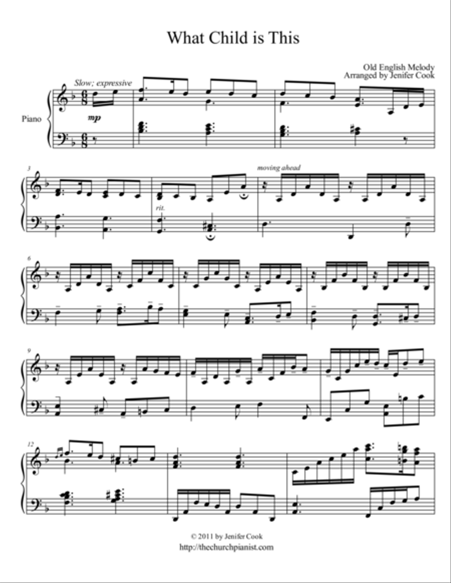 What Child is This Piano Solo scores gallery preview page 1