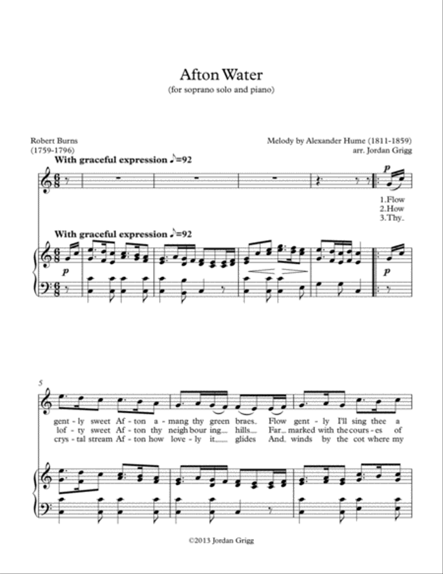 Afton Water (for soprano solo and piano) Soprano Voice scores gallery preview page 1