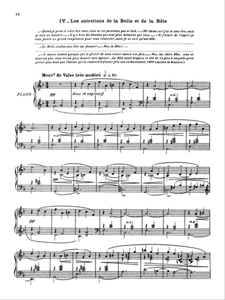 Ravel: Ma Mère l'oye (Mother Goose Suite) Piano Solo scores gallery preview page 1