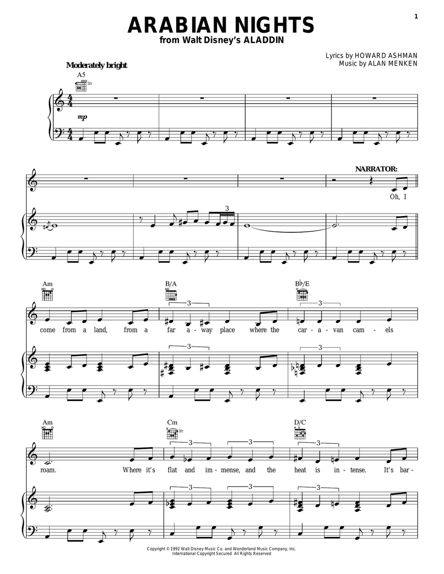 Arabian Nights (from Aladdin) Acoustic Guitar scores gallery preview page 1
