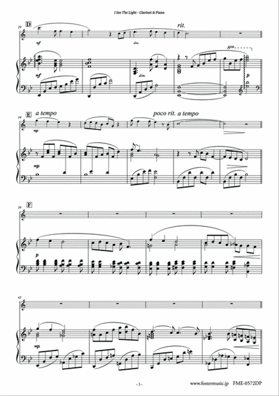 I See The Light B-Flat Clarinet scores gallery preview page 3