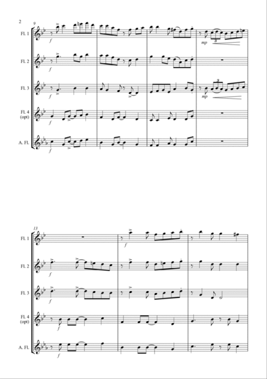 Greensleeves (What Child Is This?) - Jazz Arrangement for Flute Quartet Flute Quartet scores gallery preview page 5