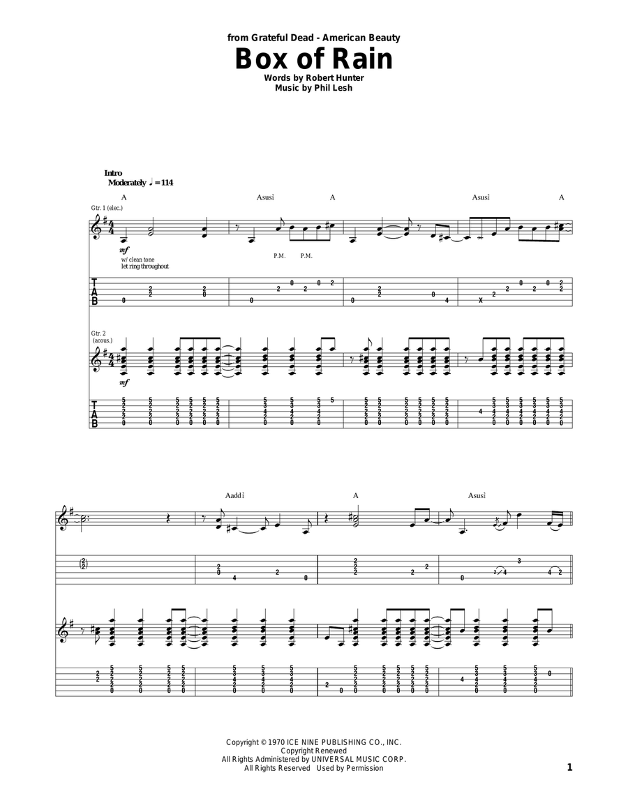 Box Of Rain Acoustic Guitar scores gallery preview page 1