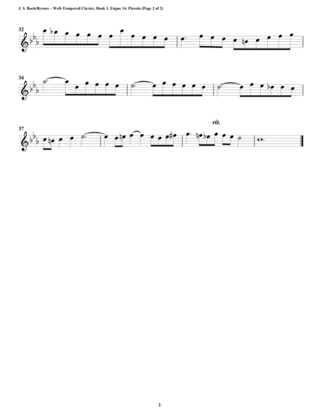 Fugue 14 from Well-Tempered Clavier, Book 1 (Flute Quartet) image number null