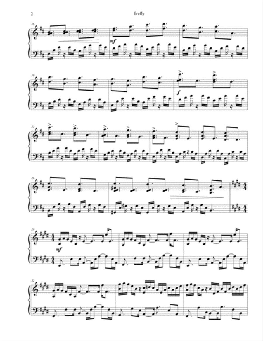 firefly Piano Solo scores gallery preview page 2