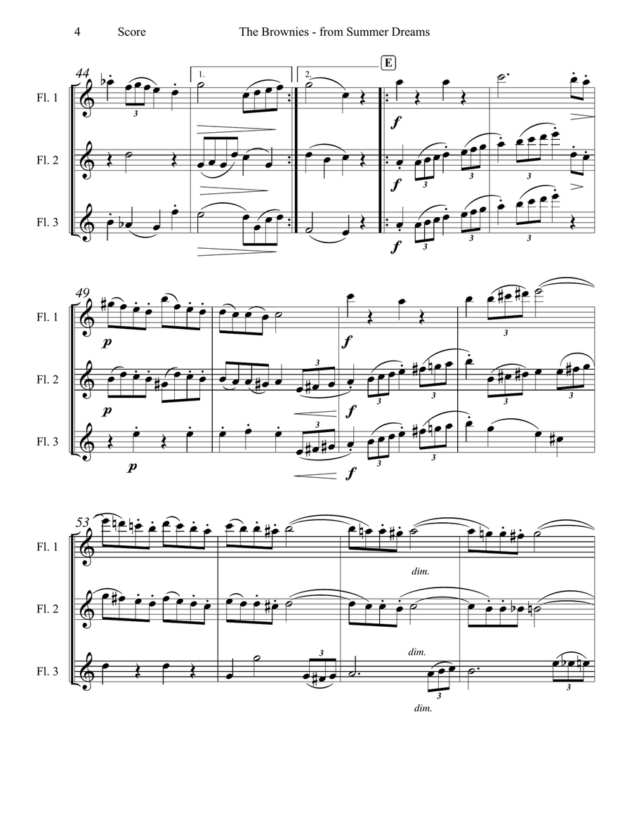 Amy Beach - The Brownies set for flute trio Flute Trio scores gallery preview page 5