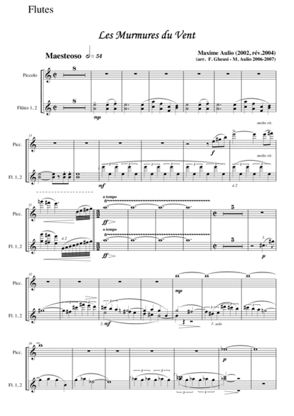 Les murmures du vent (Whispering Wind), transcription for symphonic orchestra - set of parts image number null