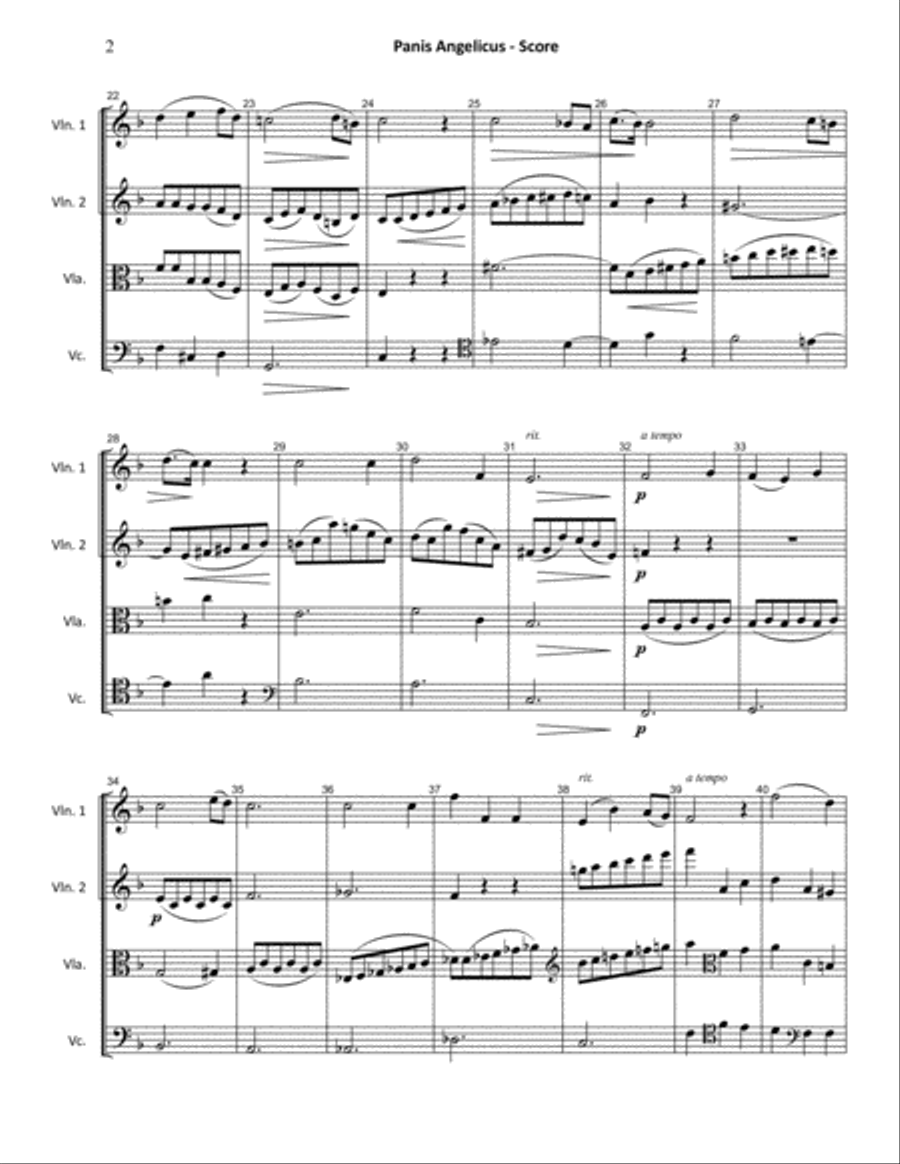 Panis angelicus IEP 53 (Pessard) STRING QUARTET String Quartet scores gallery preview page 2