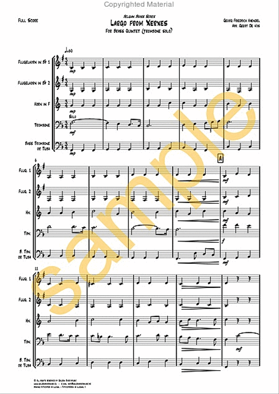 Largo from Xerxes Brass Quintet scores gallery preview page 2