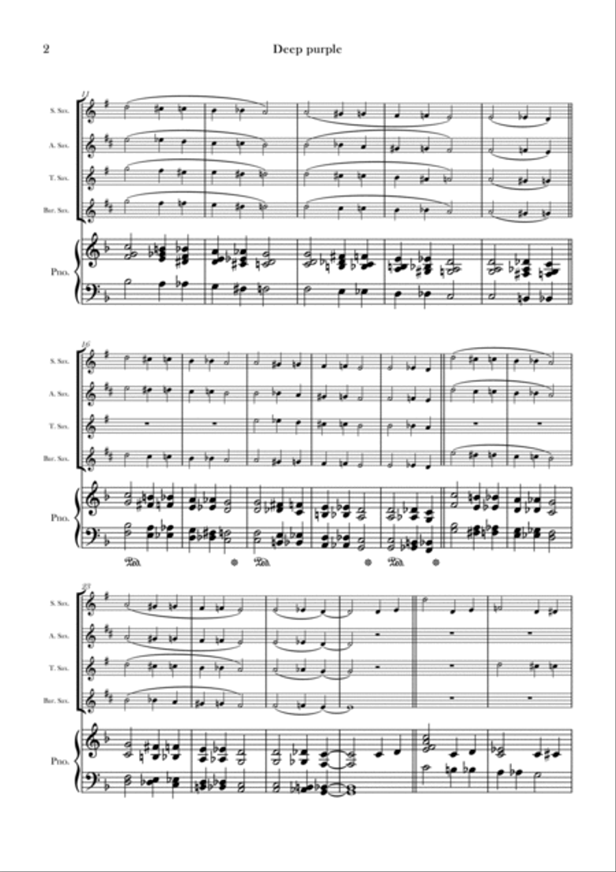 Deep Purple Saxophone Quartet scores gallery preview page 2