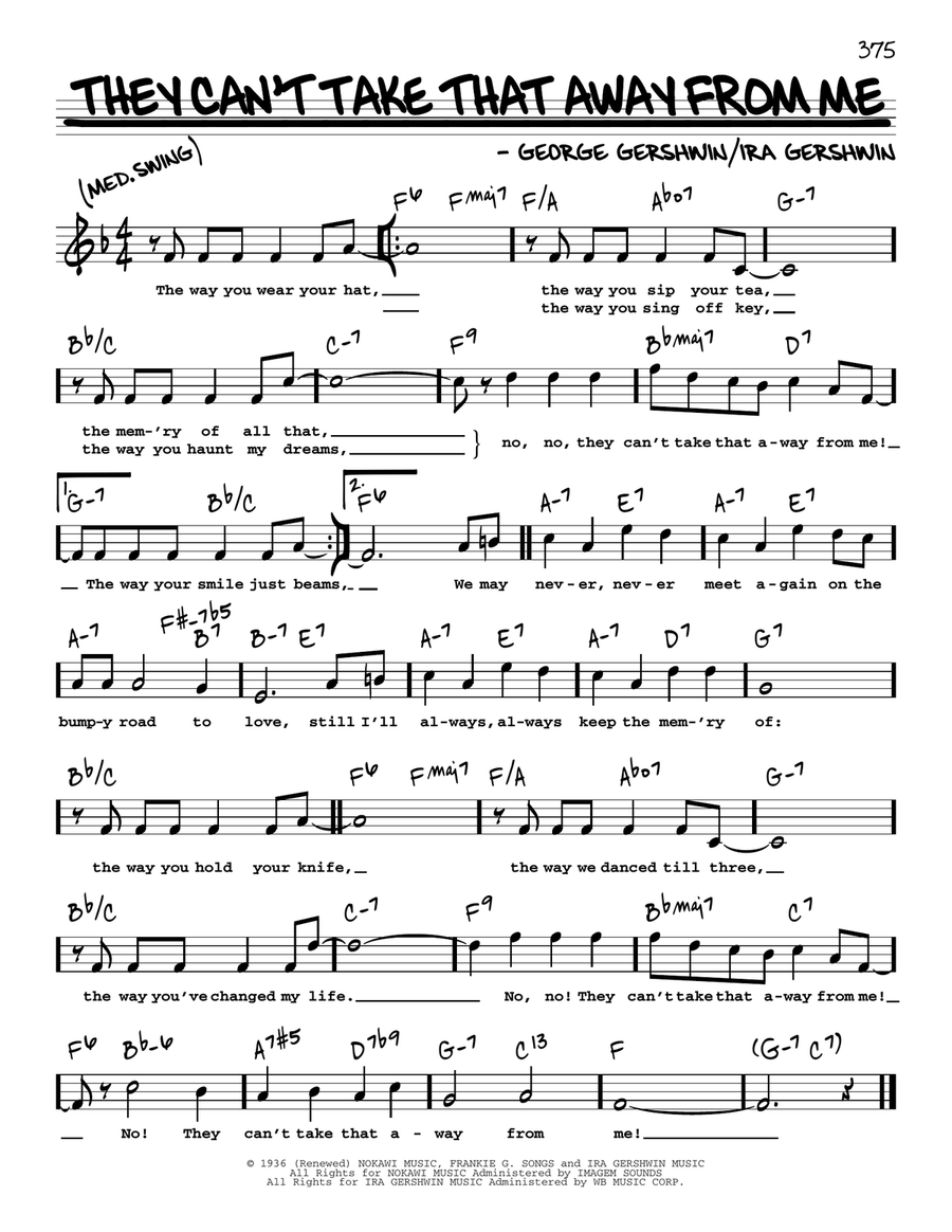 They Can't Take That Away From Me (High Voice) High Voice scores gallery preview page 1