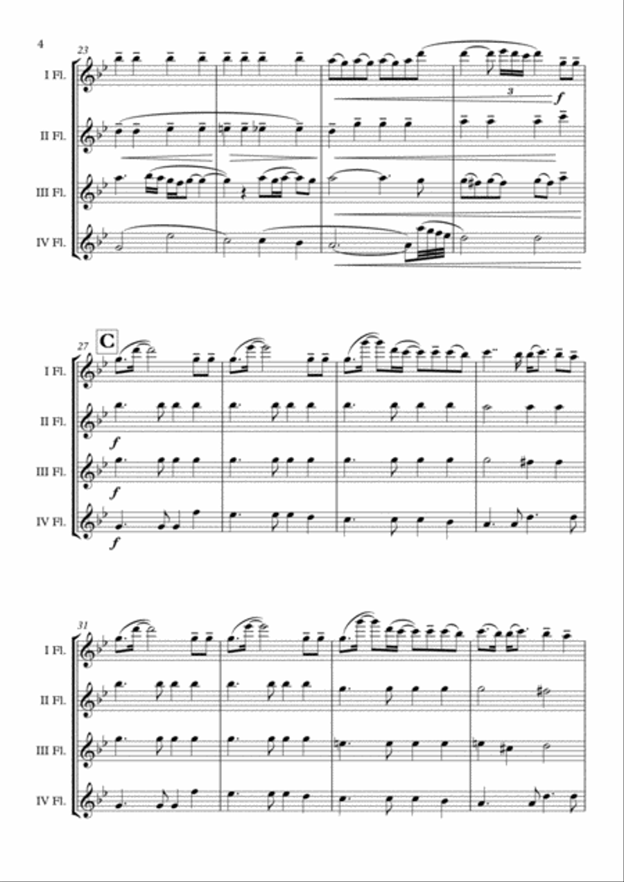 Skyfall Flute Quartet scores gallery preview page 5